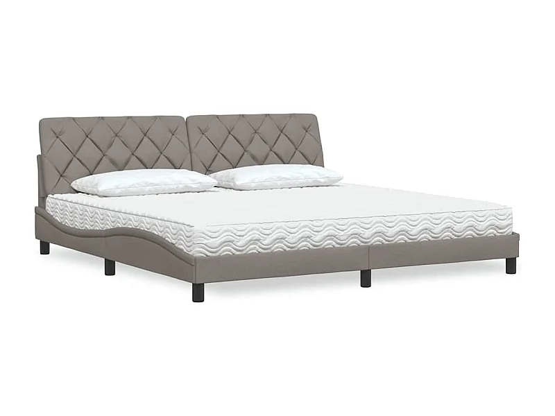 Cadre de lit avec matelas taupe 200x200 cm tissu
