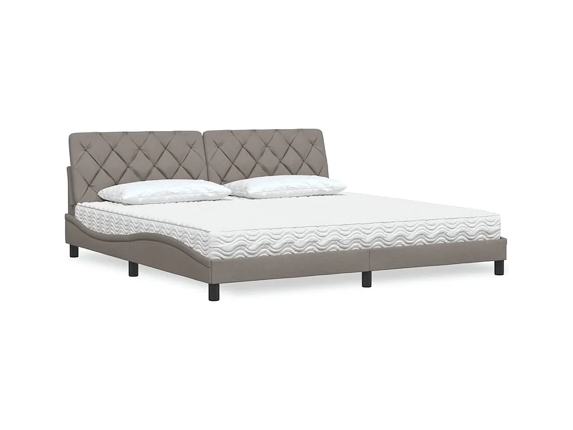 Cadre de lit avec matelas taupe 200x200 cm tissu