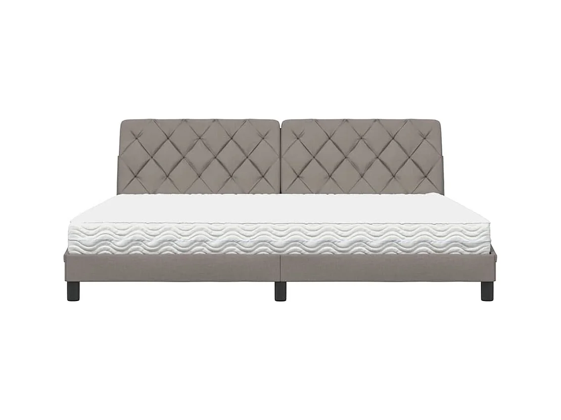 Cadre de lit avec matelas taupe 200x200 cm tissu