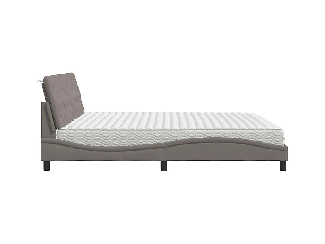 Cadre de lit avec matelas taupe 200x200 cm tissu
