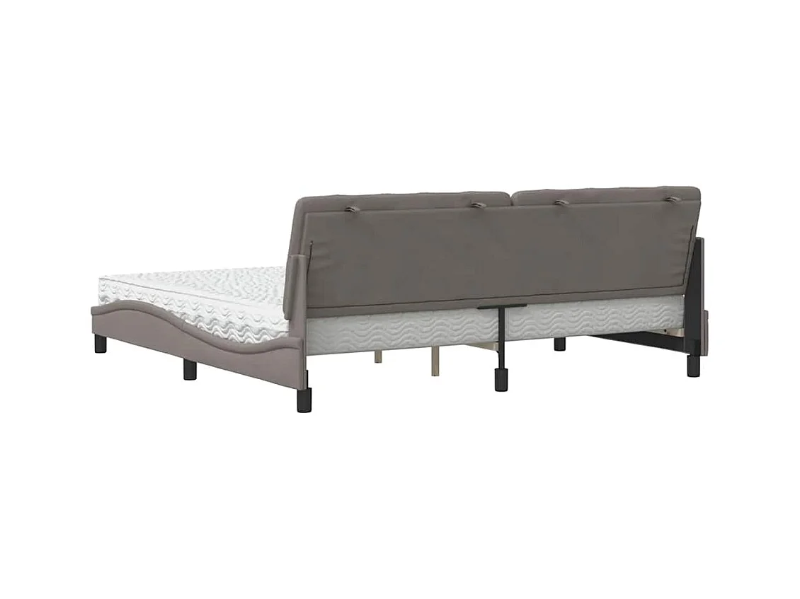 Cadre de lit avec matelas taupe 200x200 cm tissu