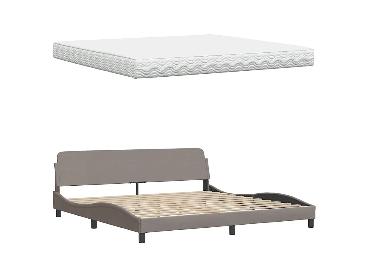 Cadre de lit avec matelas taupe 200x200 cm tissu