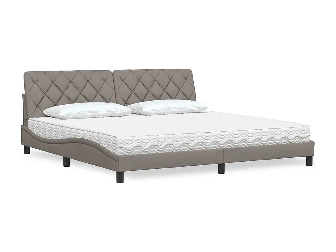 Cadre de lit avec matelas taupe 200x200 cm tissu