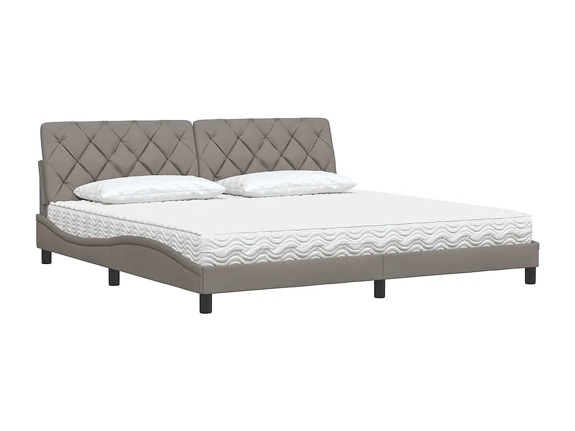 Cadre de lit avec matelas taupe 200x200 cm tissu