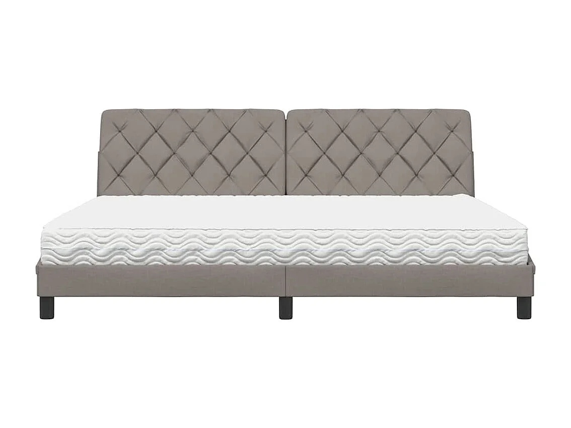 Cadre de lit avec matelas taupe 200x200 cm tissu