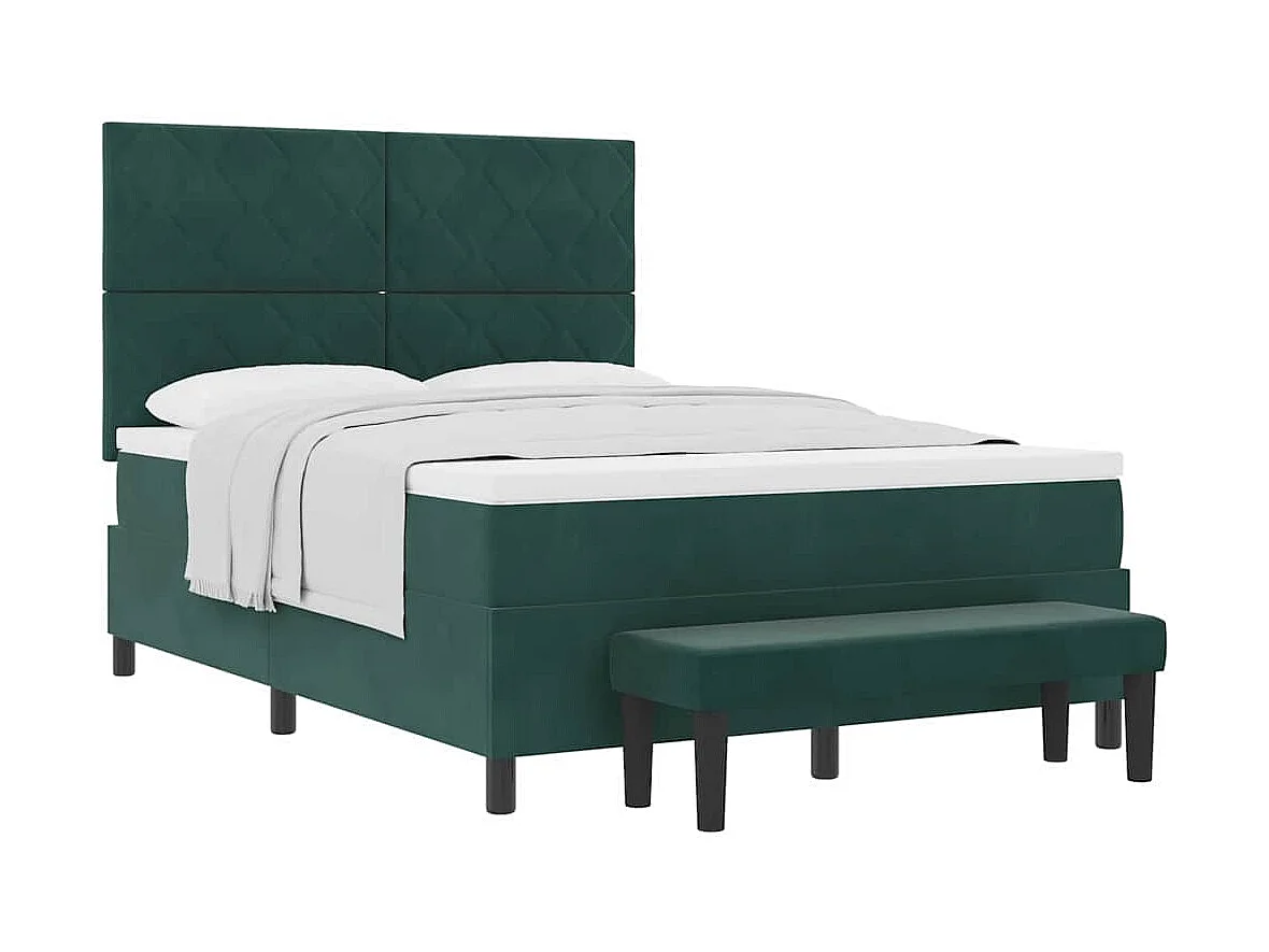 Cadre de lit avec matelas Vert foncé 160 x 200 cm Velours