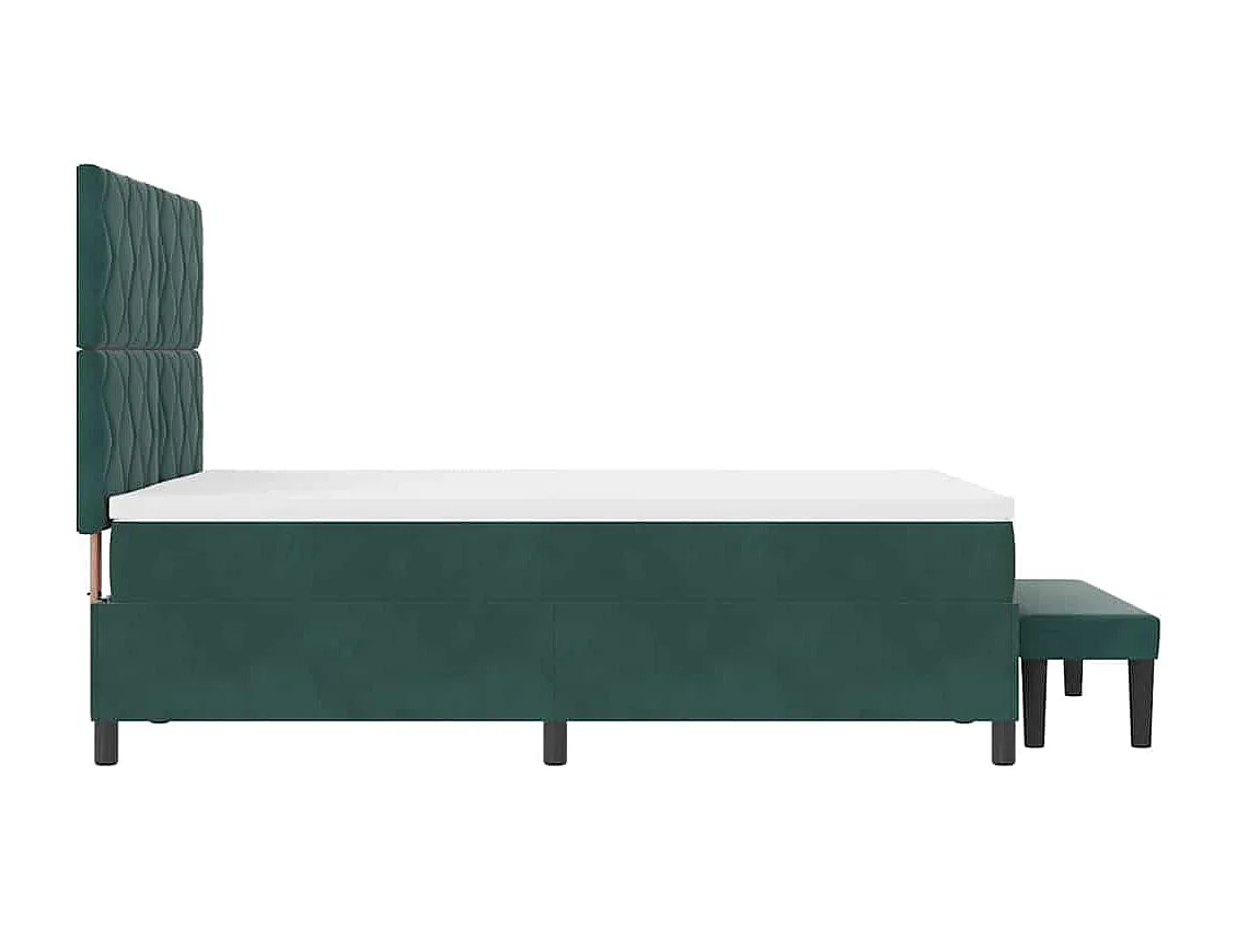 Cadre de lit avec matelas Vert foncé 160 x 200 cm Velours