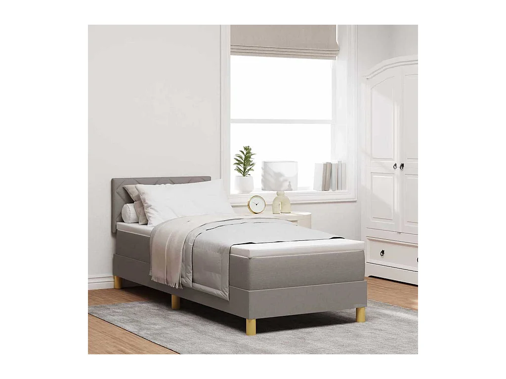 Cadre de lit avec matelas avec matelas Taupe 80 x 200 cm tissu