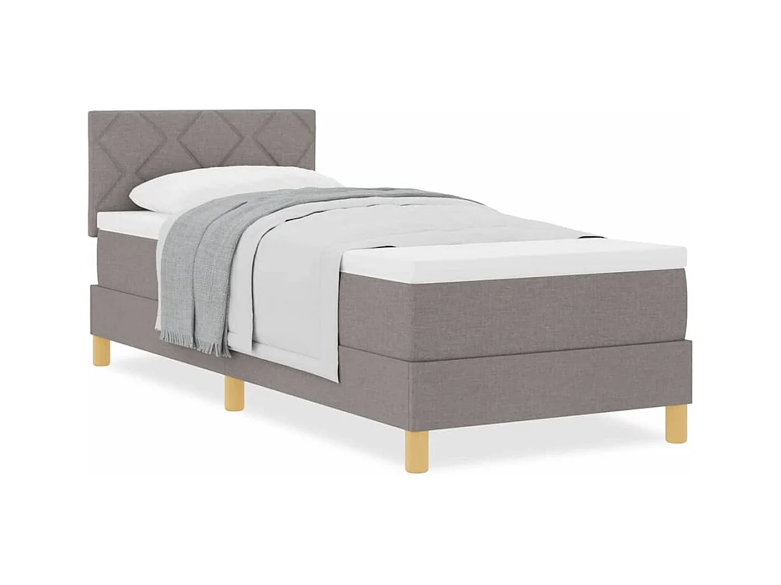 Cadre de lit avec matelas avec matelas Taupe 80 x 200 cm tissu