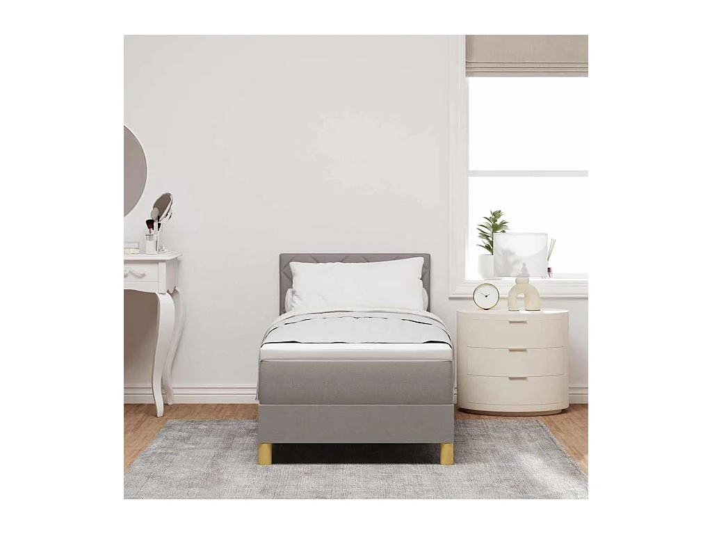 Cadre de lit avec matelas avec matelas Taupe 80 x 200 cm tissu