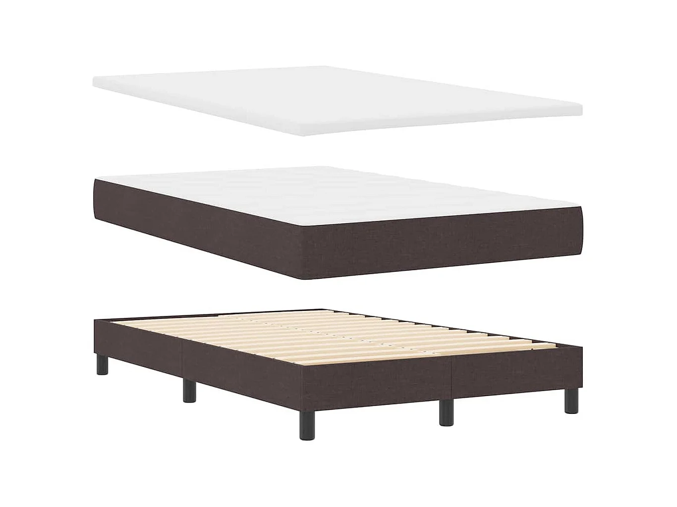 Cama tipo Box Spring Marrón Oscuro 120 x 190 cm tela