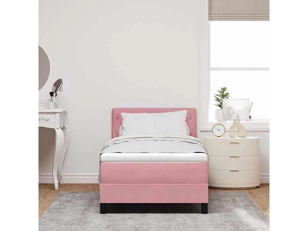 Cadre de lit avec matelas Rose 90 x 190 cm Velours