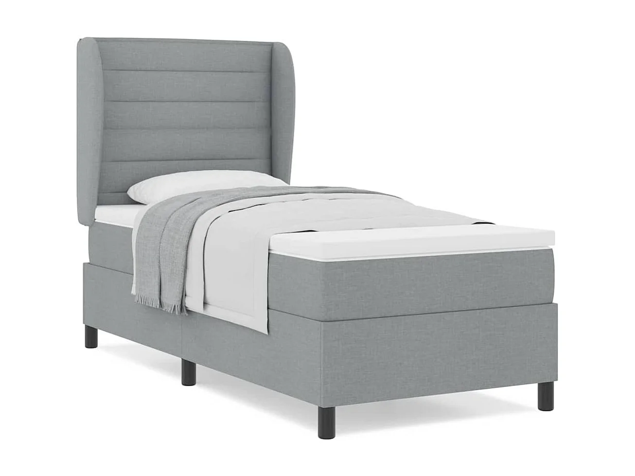 Cadre de lit avec matelas Gris clair 80 x 200 cm tissu