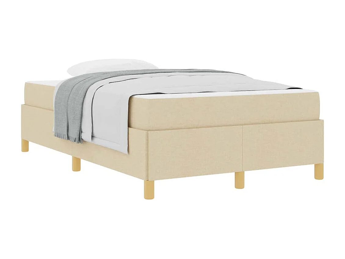 Cama tipo Box Spring Blanco y Crema 120 x 190 cm Poliéster