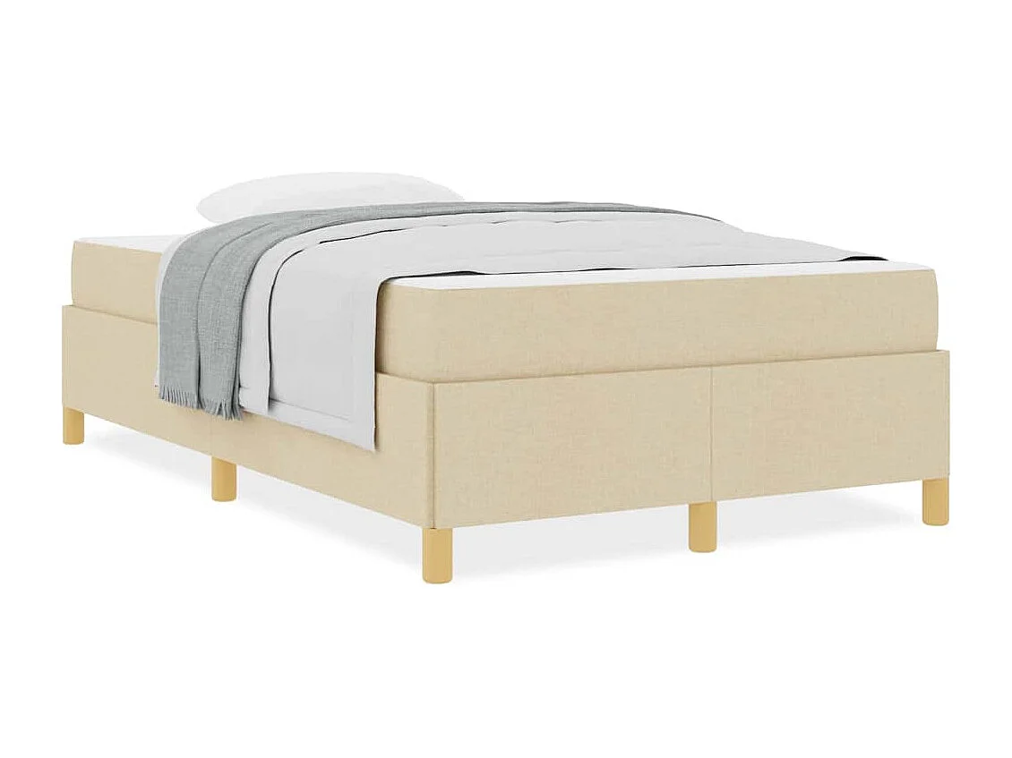 Cama tipo Box Spring Blanco y Crema 120 x 190 cm Poliéster