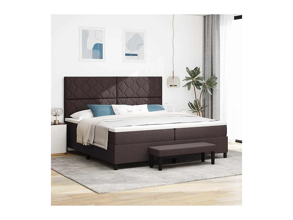 Boxspring bed met matras Donkerbruin 200 x 200 cm Stof