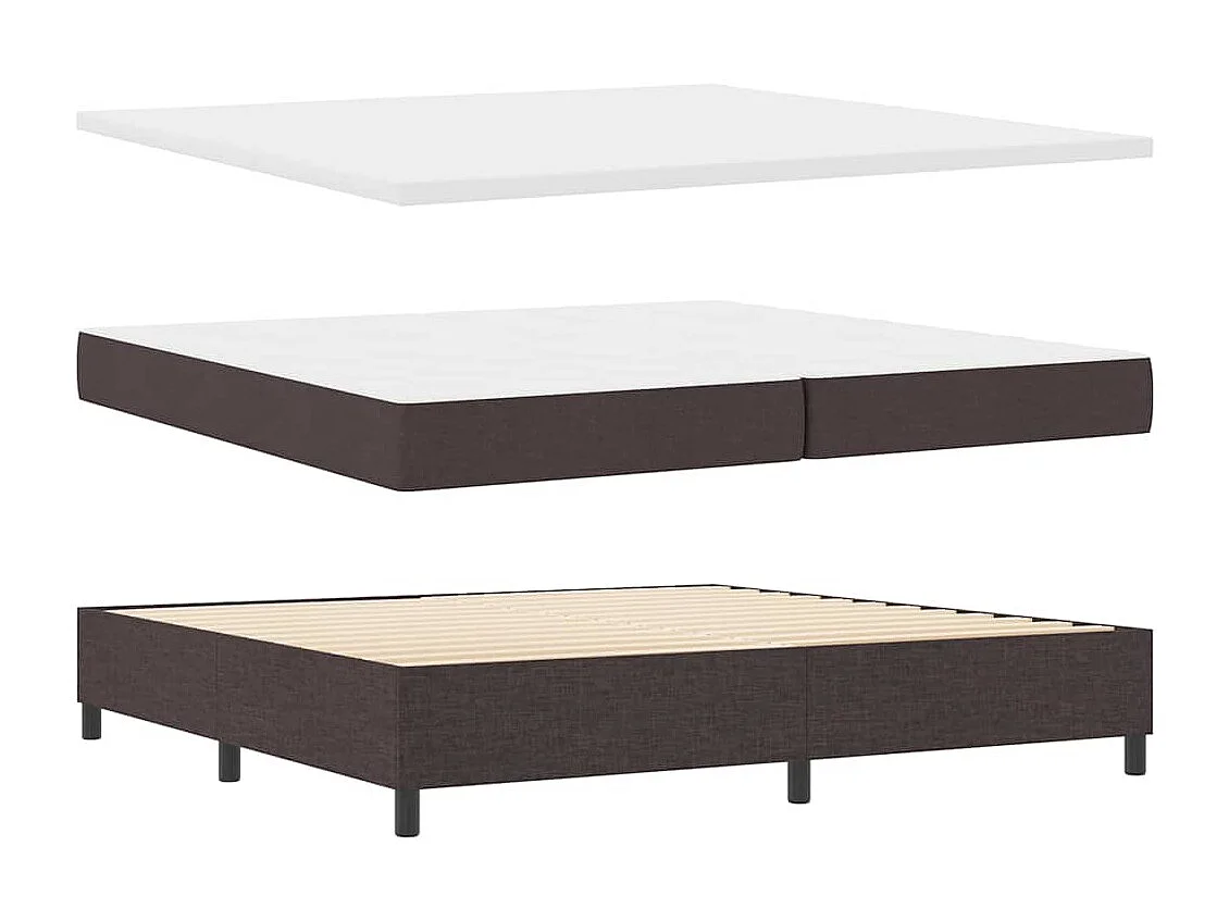 Cama tipo Box Spring Marrón Oscuro 200 x 200 cm tela