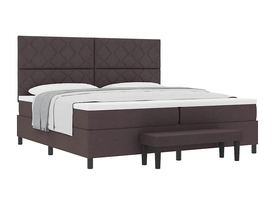 Cama tipo Box Spring Marrón Oscuro 200 x 200 cm tela