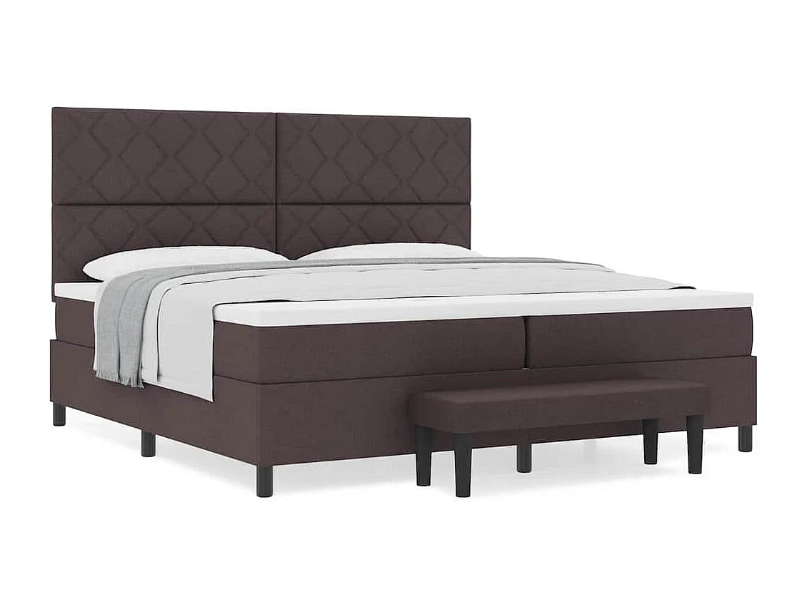 Cama tipo Box Spring Marrón Oscuro 200 x 200 cm tela