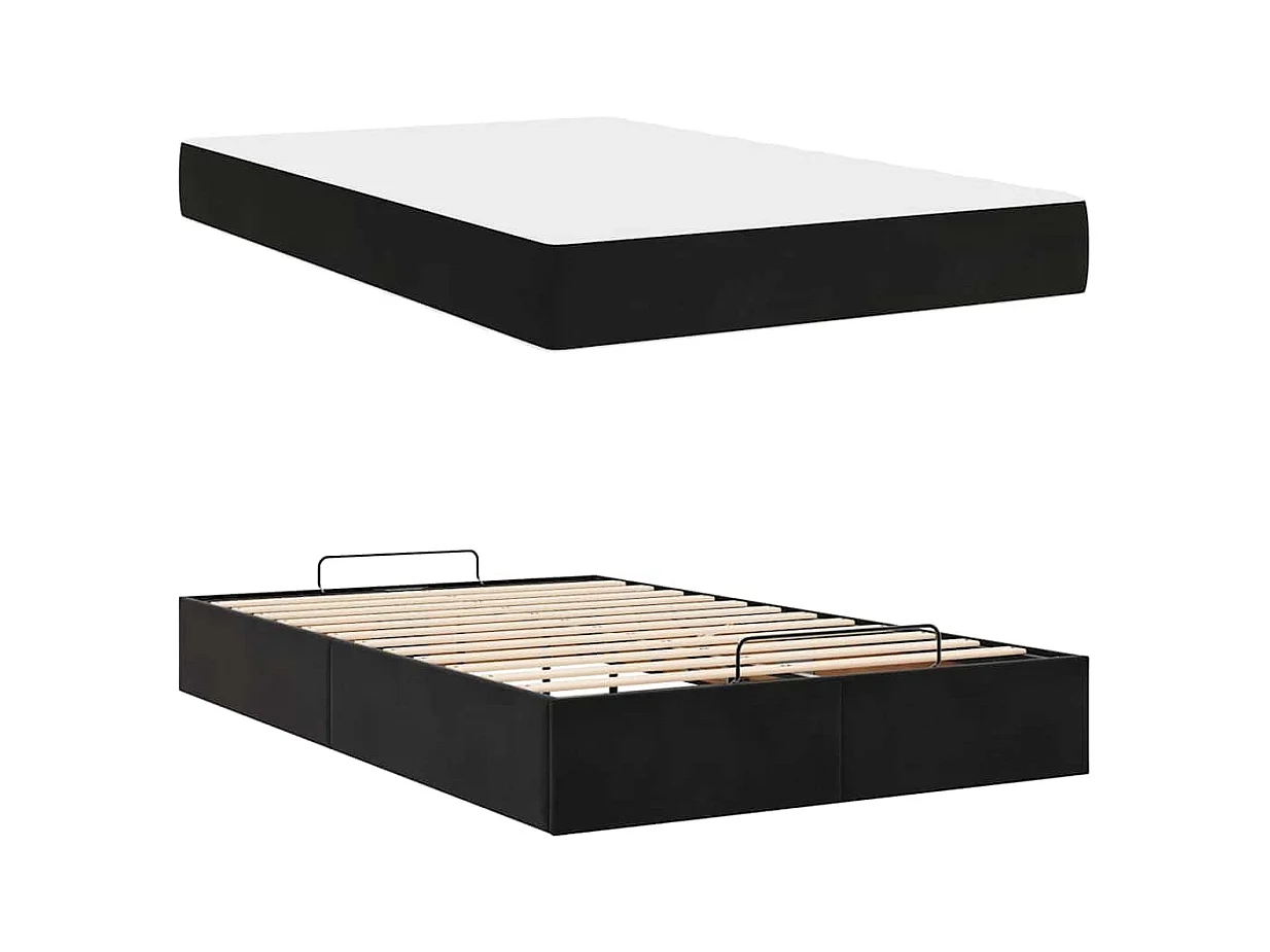 Bedframe met matras met opslag Zwart 120 x 200 cm Fluweel