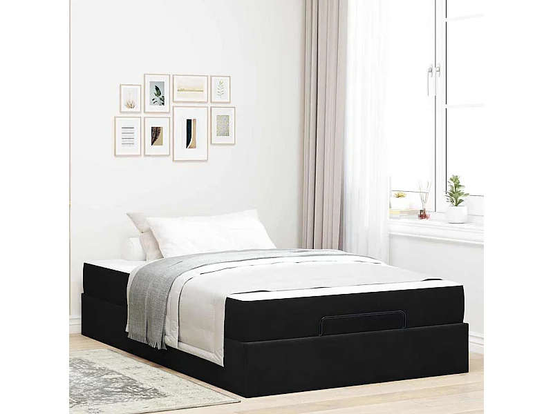 Estructura de cama con colchón Negro 120 x 200 cm Terciopelo