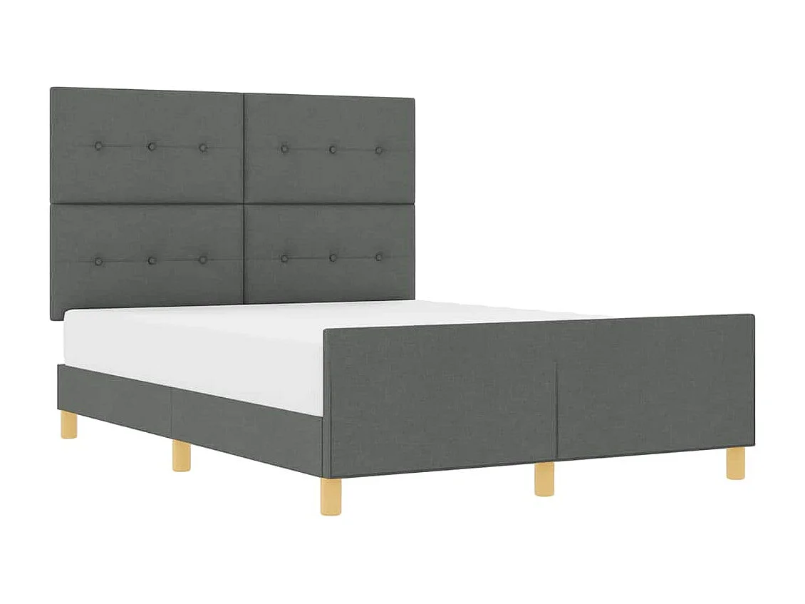 Estructura de cama con cabecera Gris oscuro 160 x 200 cm tela