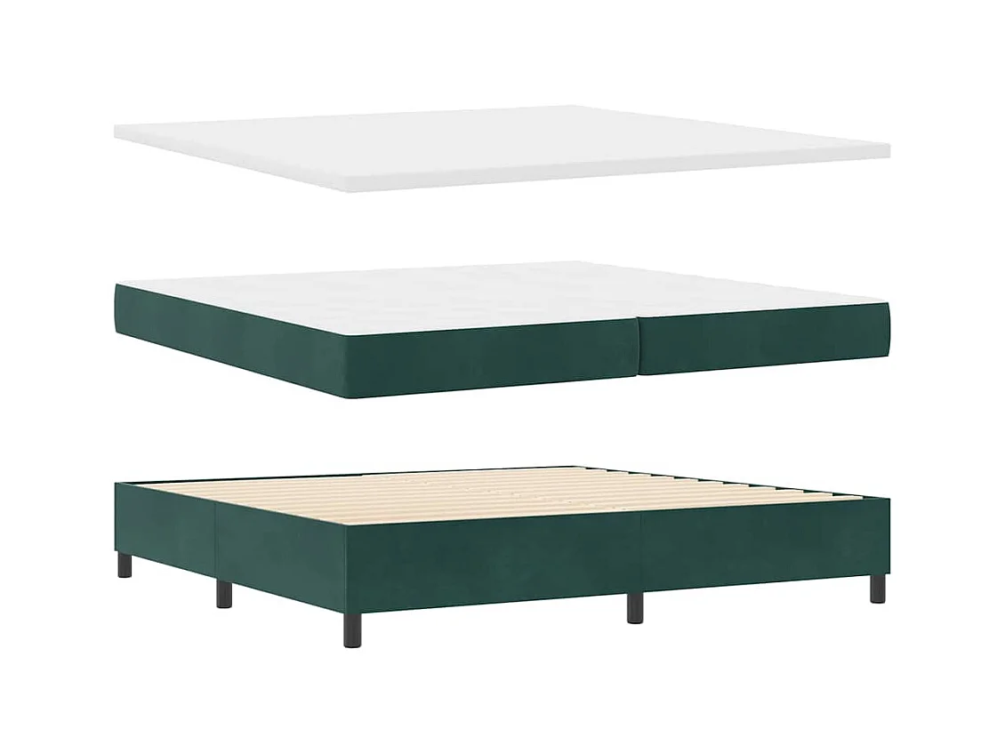 Cadre de lit avec matelas Vert foncé 200 x 200 cm Velours