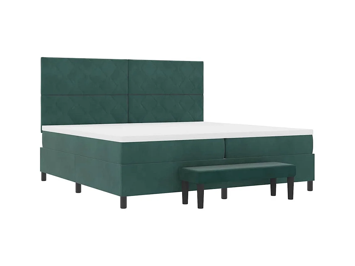 Cadre de lit avec matelas Vert foncé 200 x 200 cm Velours