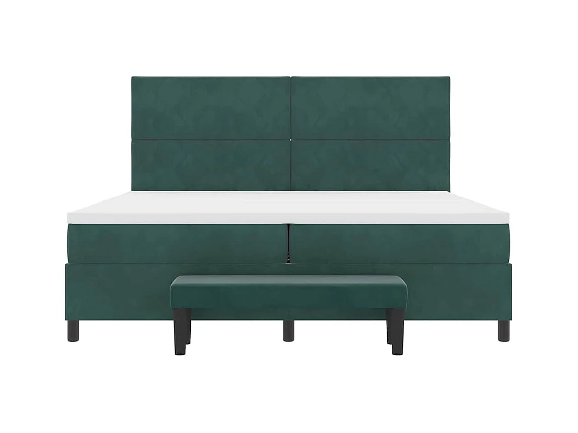 Cadre de lit avec matelas Vert foncé 200 x 200 cm Velours