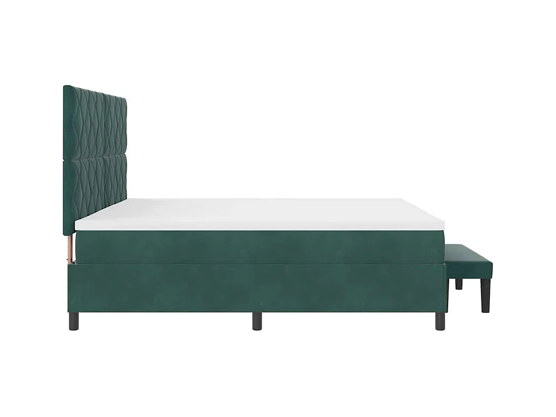 Cadre de lit avec matelas Vert foncé 200 x 200 cm Velours