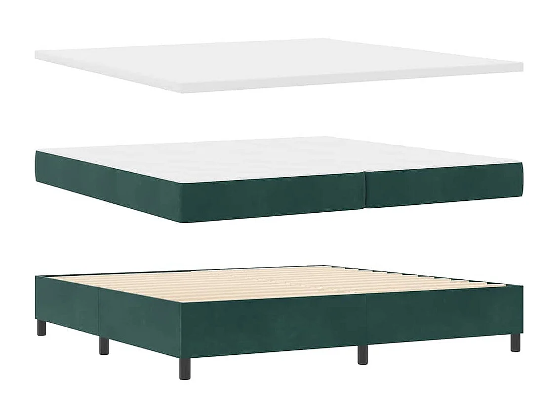 Cadre de lit avec matelas Vert foncé 200 x 200 cm Velours