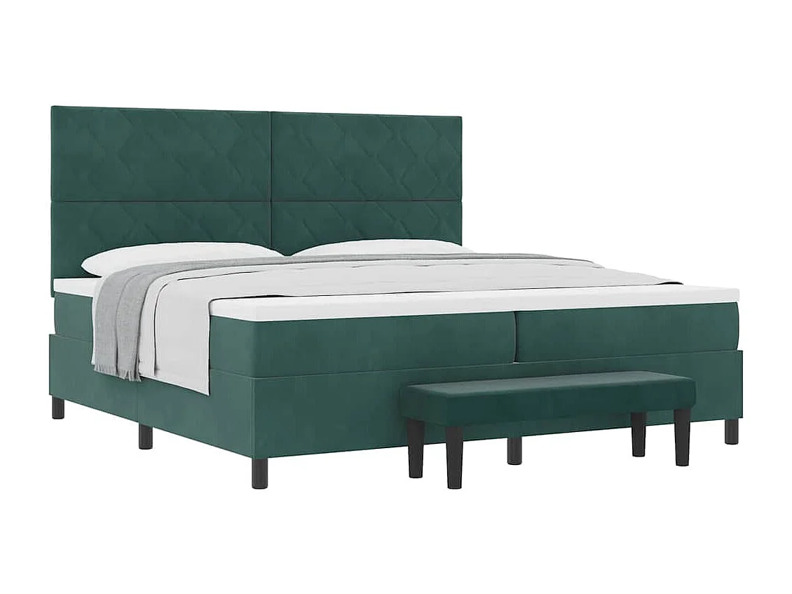 Cadre de lit avec matelas Vert foncé 200 x 200 cm Velours