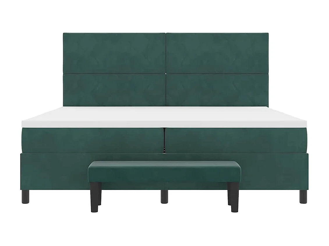 Cadre de lit avec matelas Vert foncé 200 x 200 cm Velours