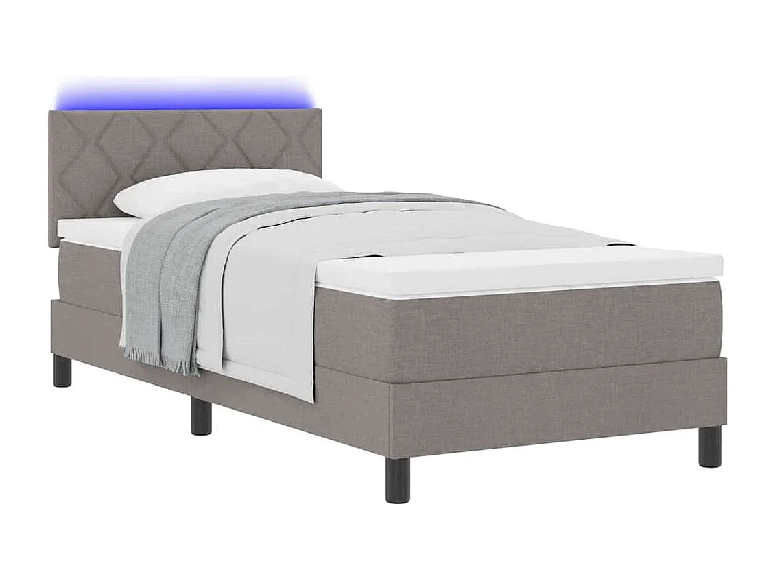 Cama tipo Box Spring con colchón Taupé 100 x 200 cm tela