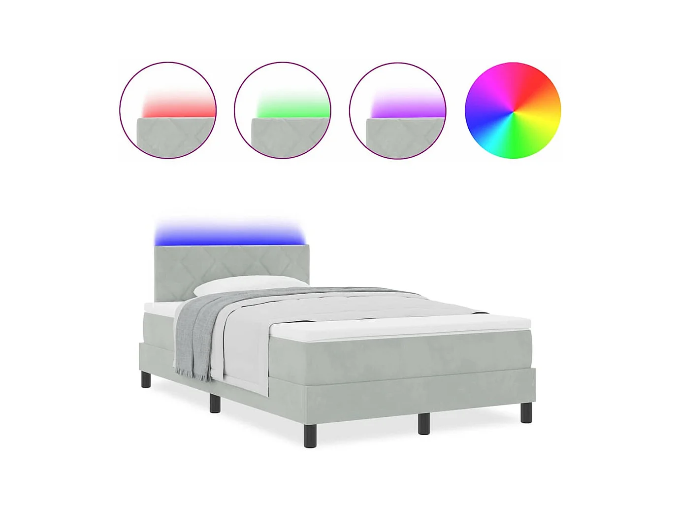 Cama tipo Box Spring Gris claro 120 x 200 cm Terciopelo