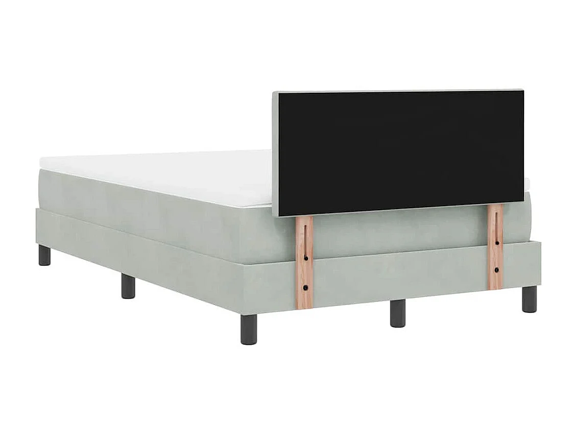 Cama tipo Box Spring Gris claro 120 x 200 cm Terciopelo