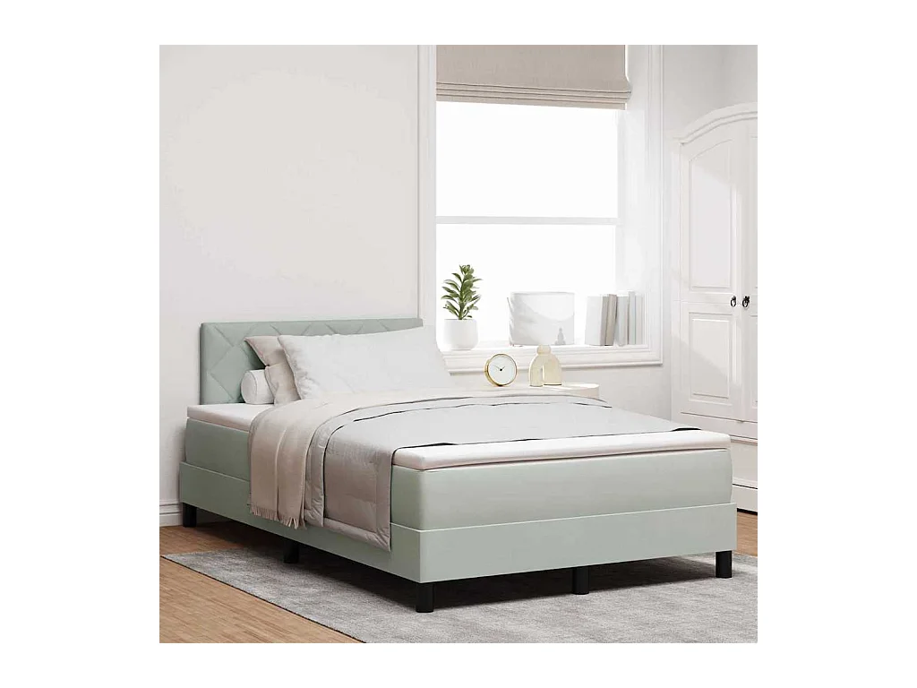 Cadre de lit avec matelas Gris clair 120 x 200 cm Velours