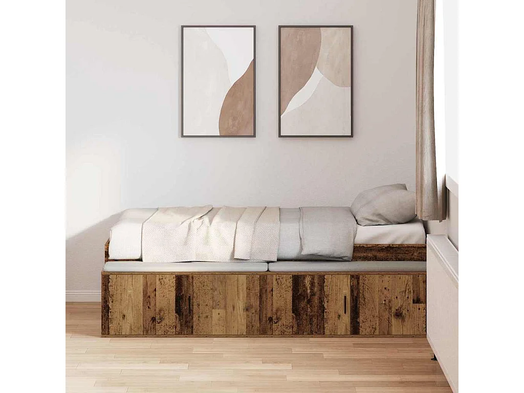 Estrado de cama com arrumação Madeira antiga 90 x 200 cm