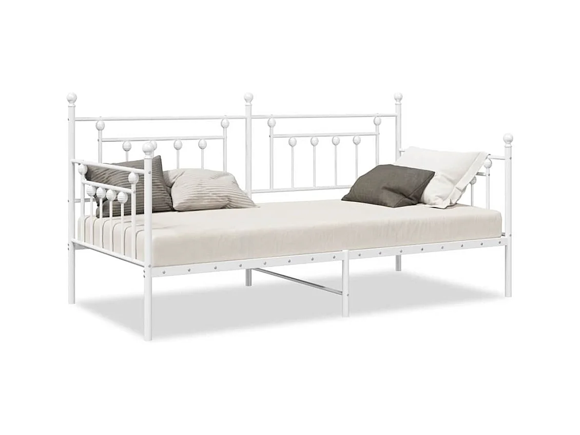 Cadre de lit de jour avec tête de lit Blanc 107 x 203 cm Acier
