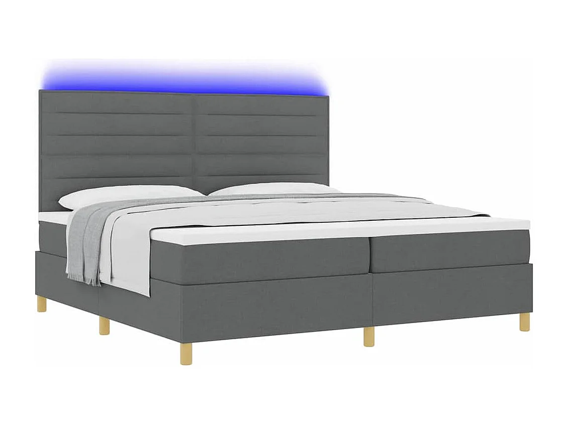 Cadre de lit avec matelas Gris foncé 200 x 200 cm tissu