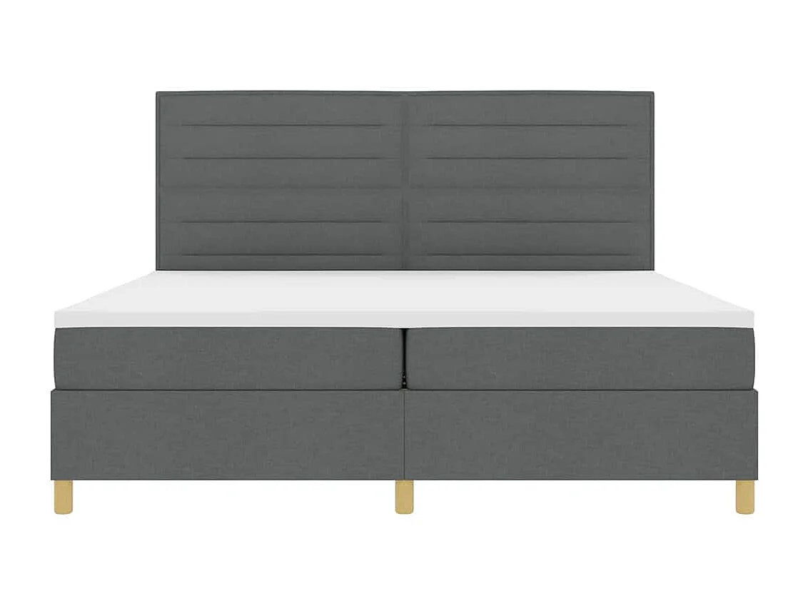 Cadre de lit avec matelas Gris foncé 200 x 200 cm tissu