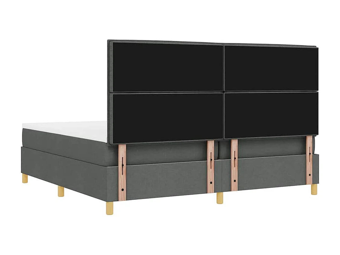 Cadre de lit avec matelas Gris foncé 200 x 200 cm tissu