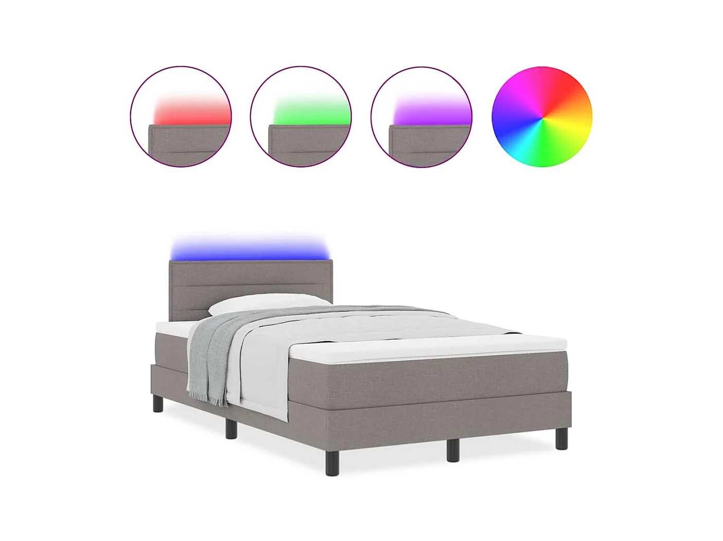 Cadre de lit avec matelas Taupe 120 x 190 cm tissu