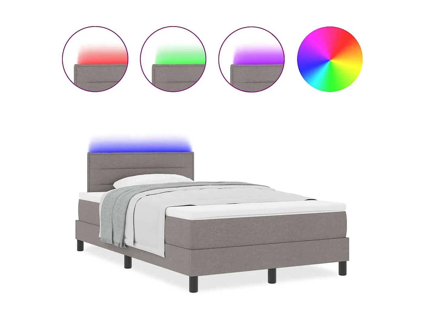 Cama tipo Box Spring con colchón Taupé 120 x 190 cm tela