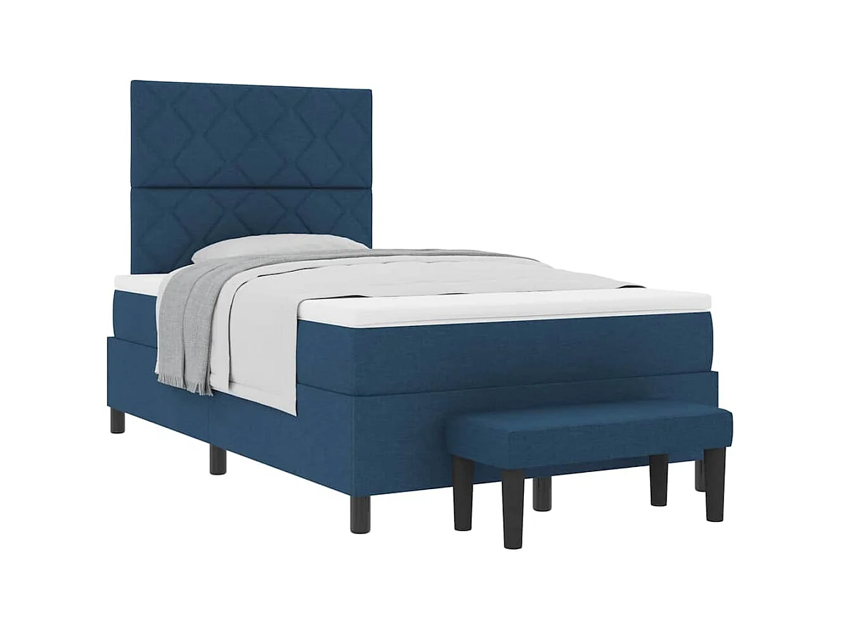 Boxspring bed met matras met hoofdeinde Blauw 120 x 190 cm Stof