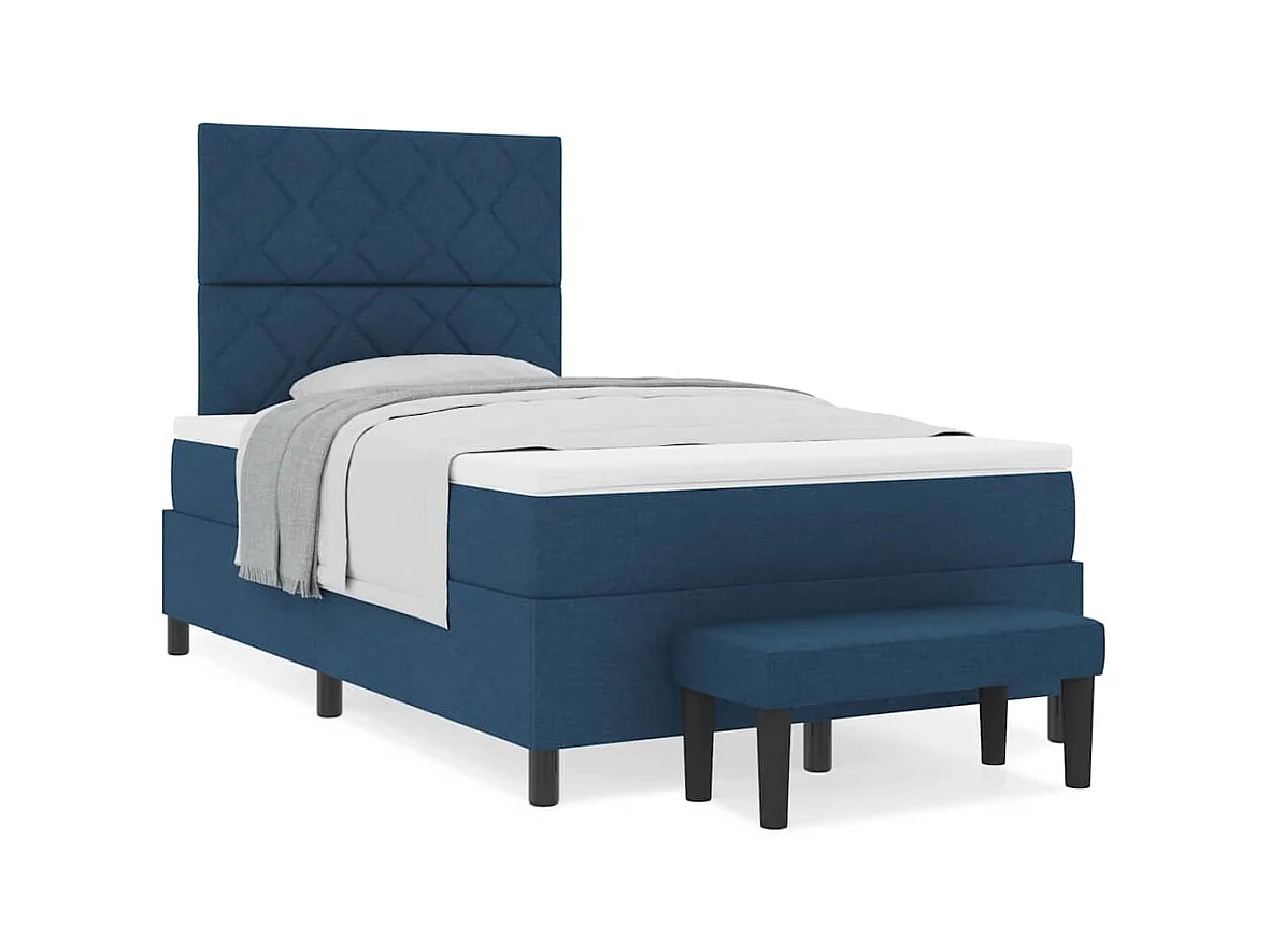 Boxspring bed met matras met hoofdeinde Blauw 120 x 190 cm Stof