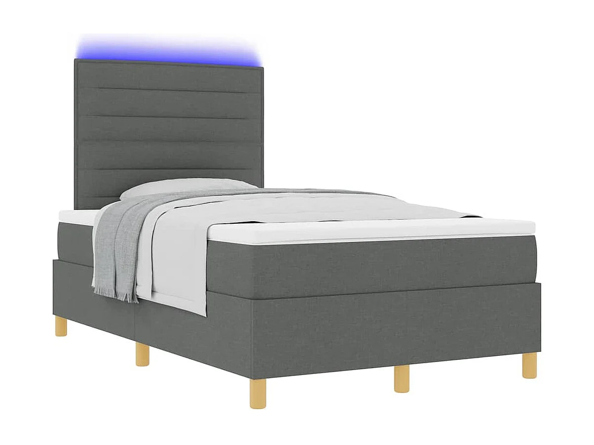 Boxspring bed met matras Donkergrijs 120 x 190 cm Stof
