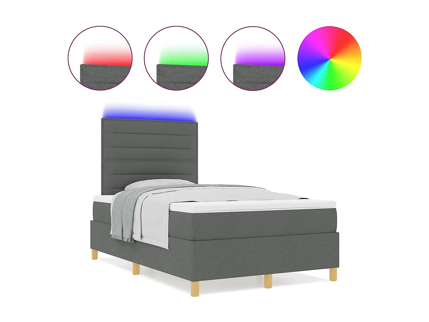 Boxspring bed met matras Donkergrijs 120 x 190 cm Stof