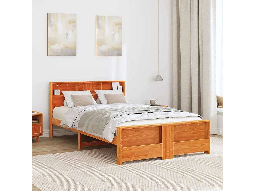 Bedframe Wasbruin 135 x 190 cm Massief grenenhout