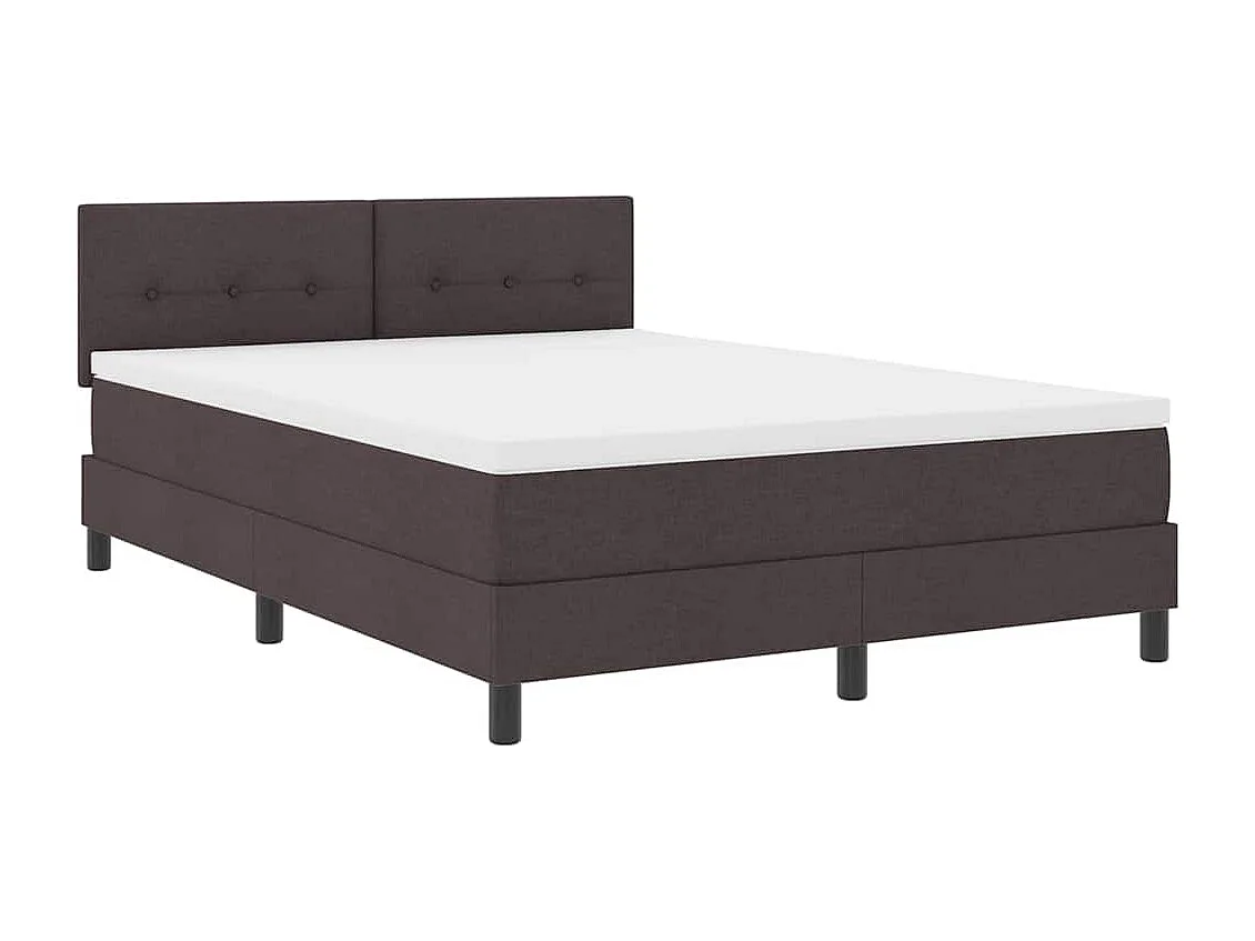 Cadre de lit avec matelas Marron foncé 140 x 190 cm tissu
